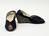 Evening sandals, Salvatore Ferragamo (Italian, founded 1929), Silk, leather, synthetic, Italian